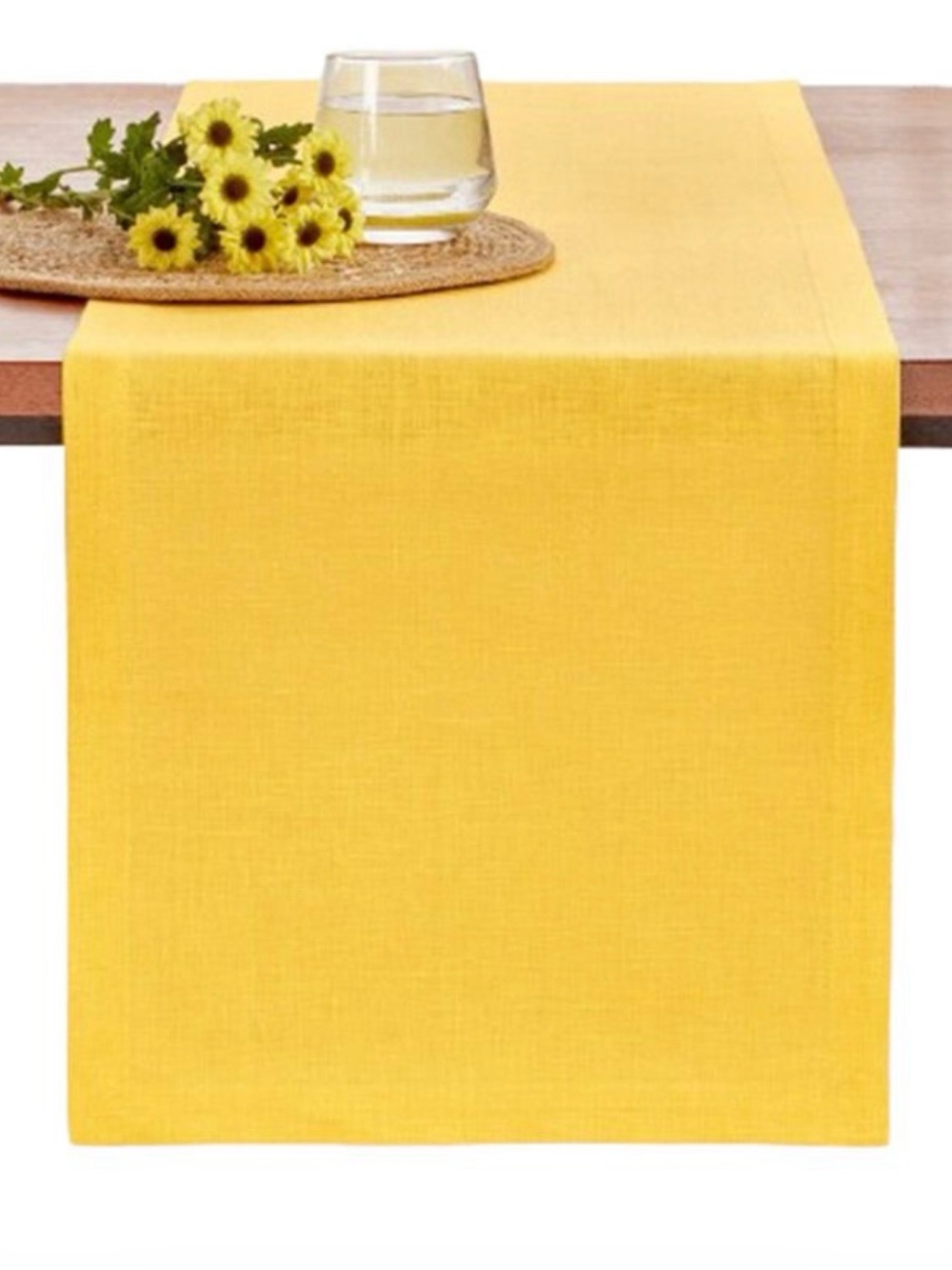 Solino Home 100% Linen Table Runner - Marigold Yellow. 14” x 120”. New!